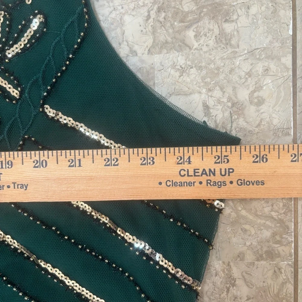 NWT BABEYOND Emerald & Gold Sequin Flapper Holiday Party Dress 3X-5XL Fringe - Picture 9 of 16